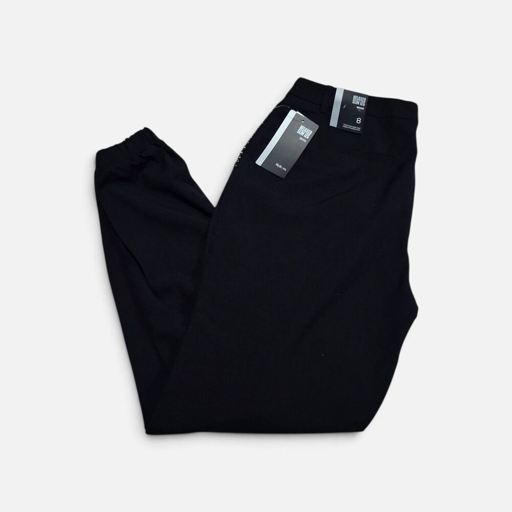 Style & Co Relaxed Slim Leg Mid Rise Joggers Pants Black Studded Size 8 New!